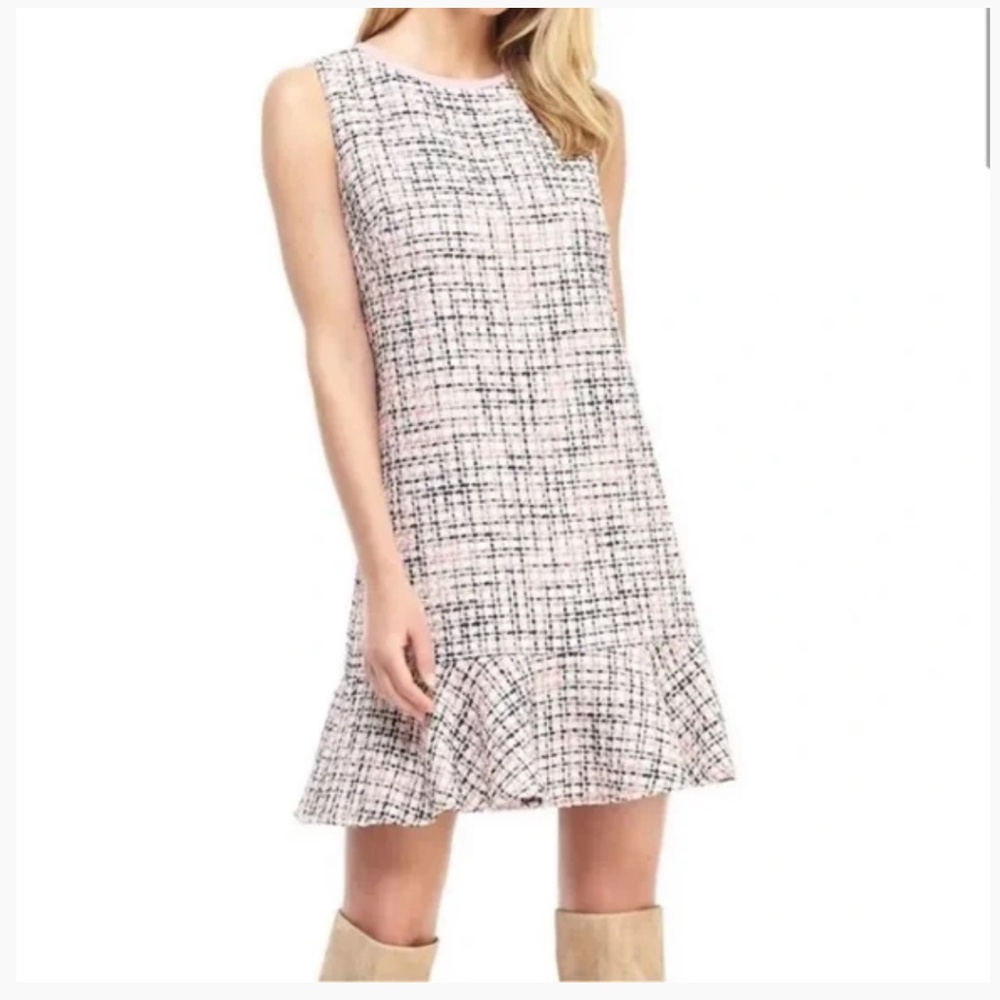 Gal Meets Glam Annika Pink Sleeveless Tweed Dress Size 00